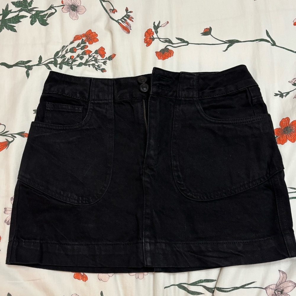 Black Denim Mini Skirt